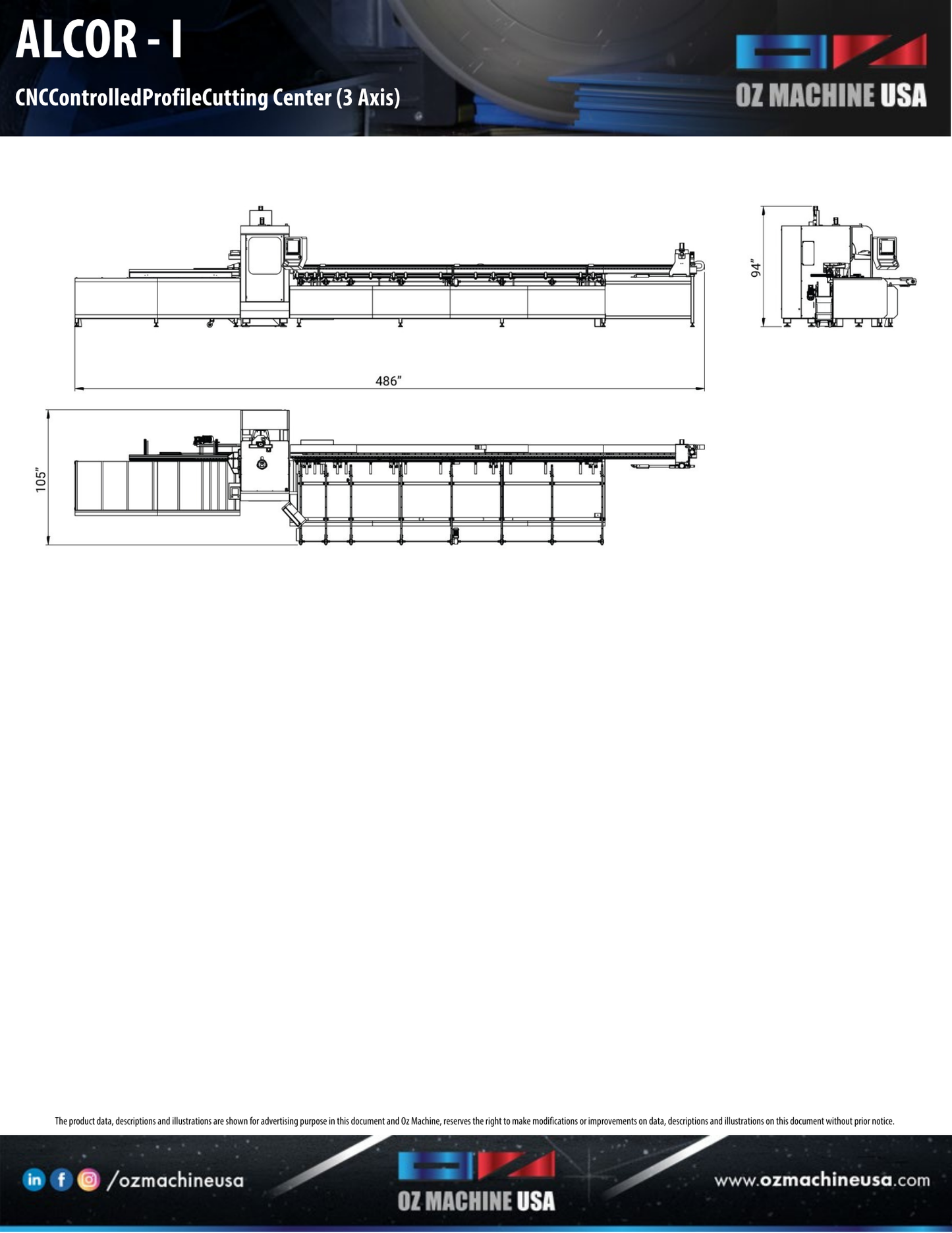 ALCOR - I CNC Controlled Profile Cutting Center (3 Axis)