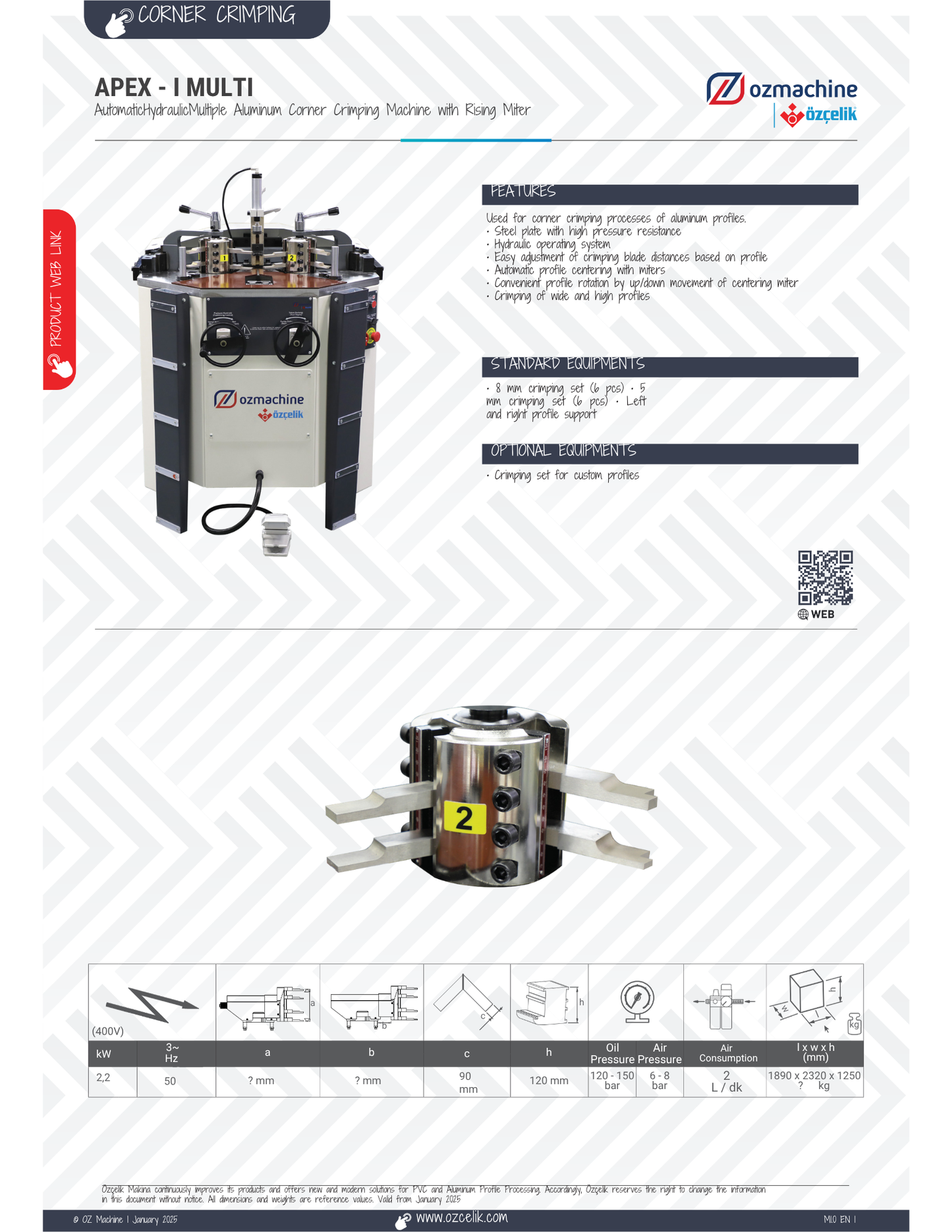 APEX I MULTI Automatic Hydraulic Aluminum Corner Crimping Machine