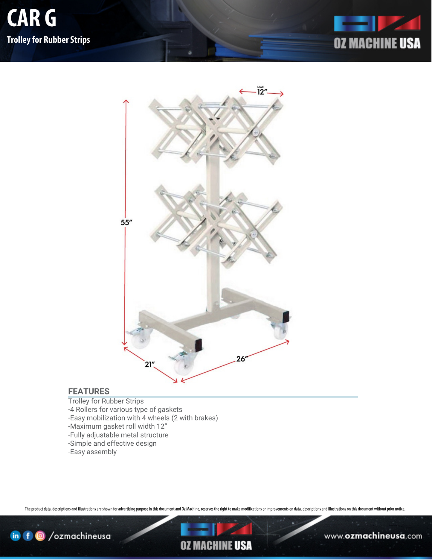 Cart G Trolley for Rubber Strips