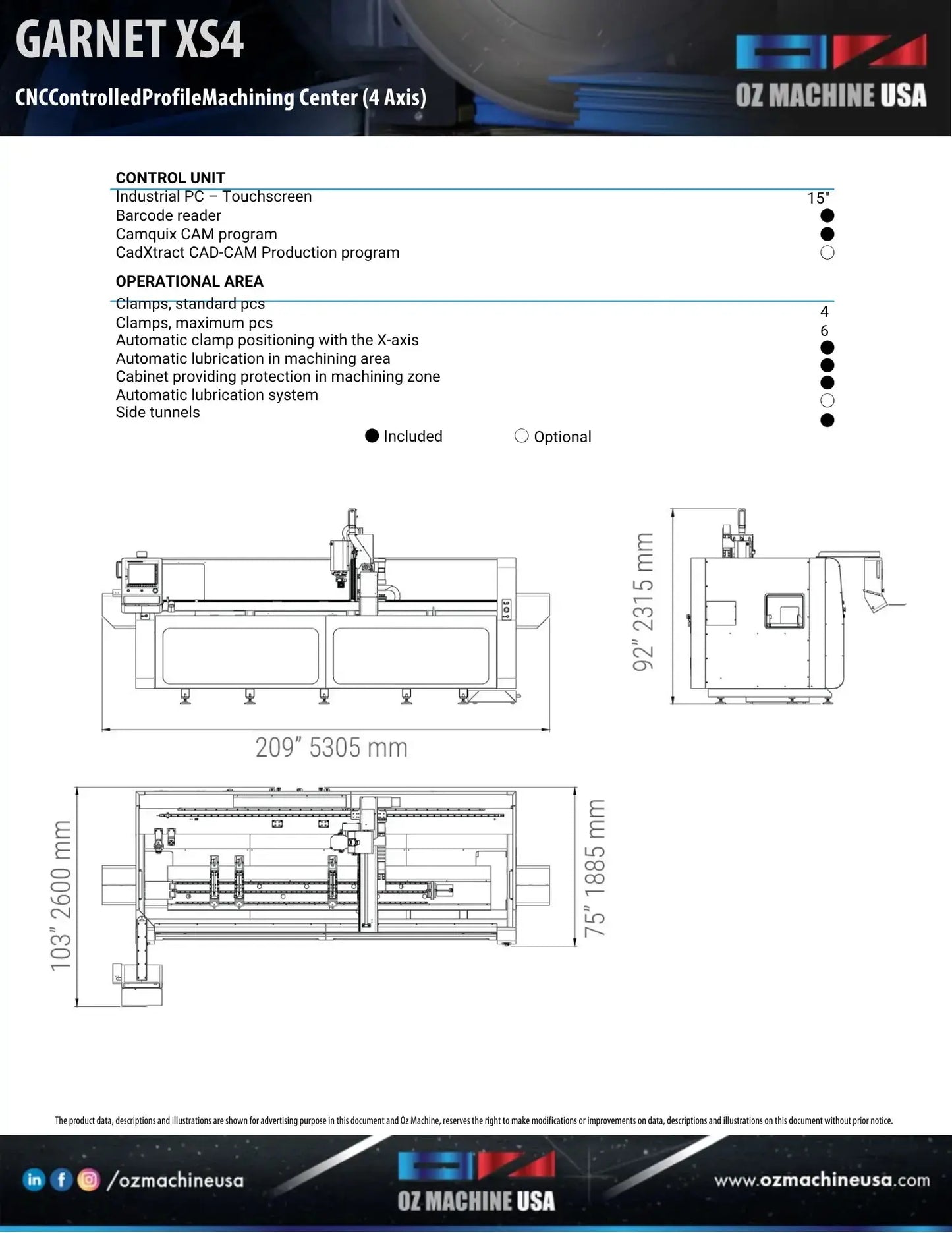 GARNET XS4 CNC Machining Center OZ Machine USA