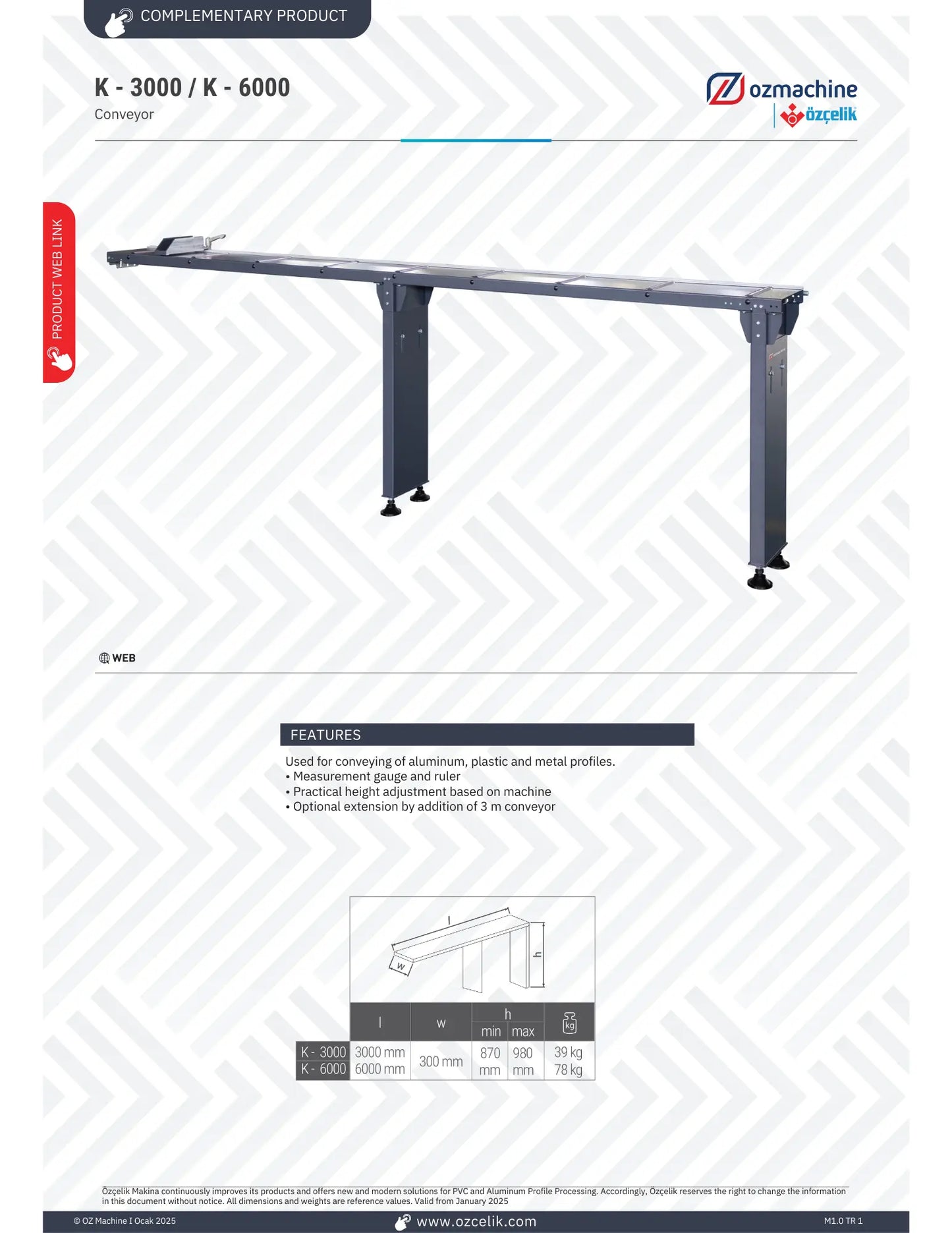 K-3000 Manual Conveyor OZ Machine USA