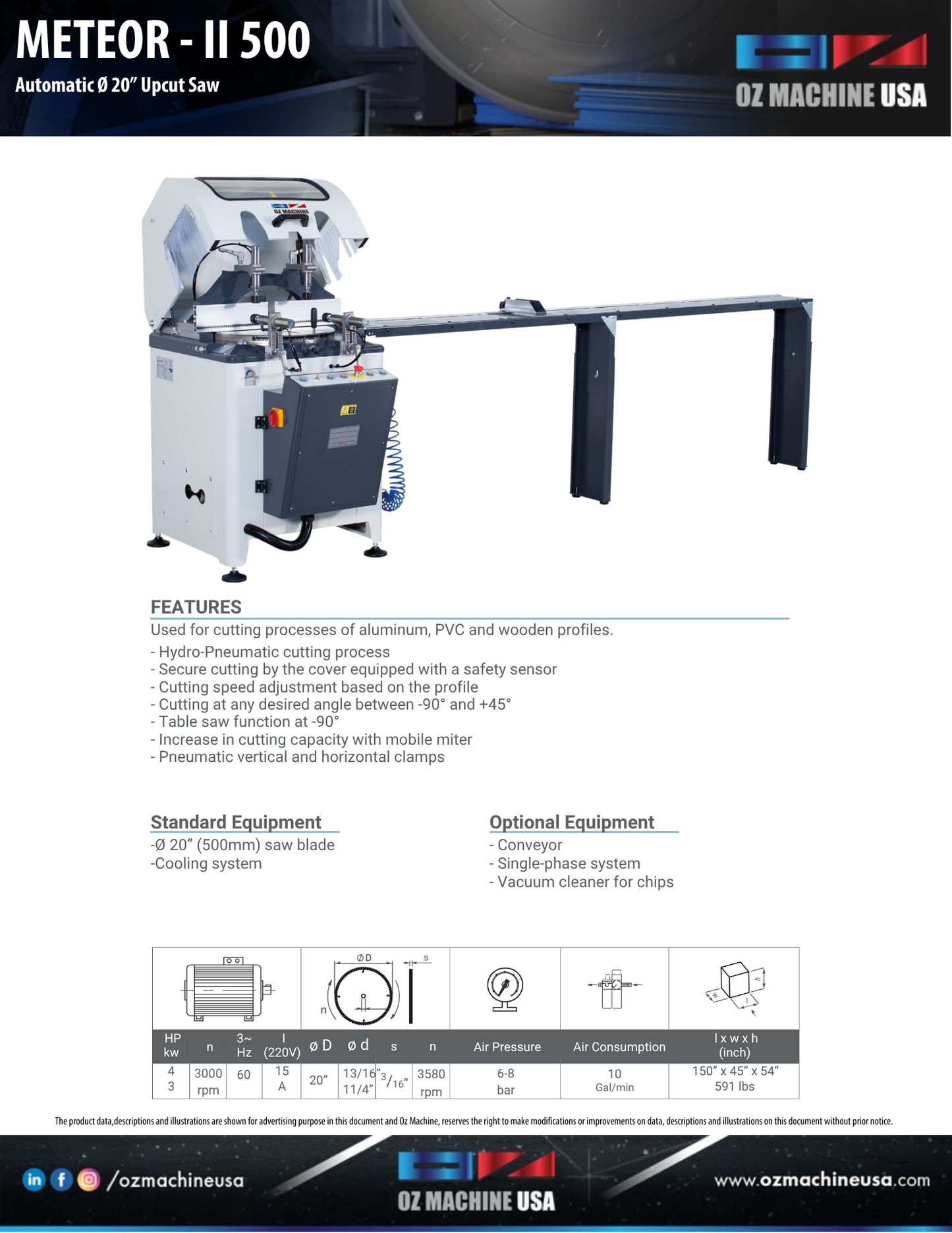 METEOR - II Upcut Saw with – 20″ Blade