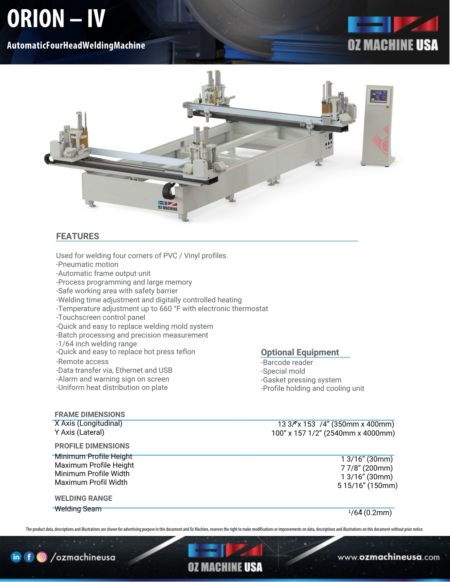 ORION - IV Automatic Four Head Welding Machine