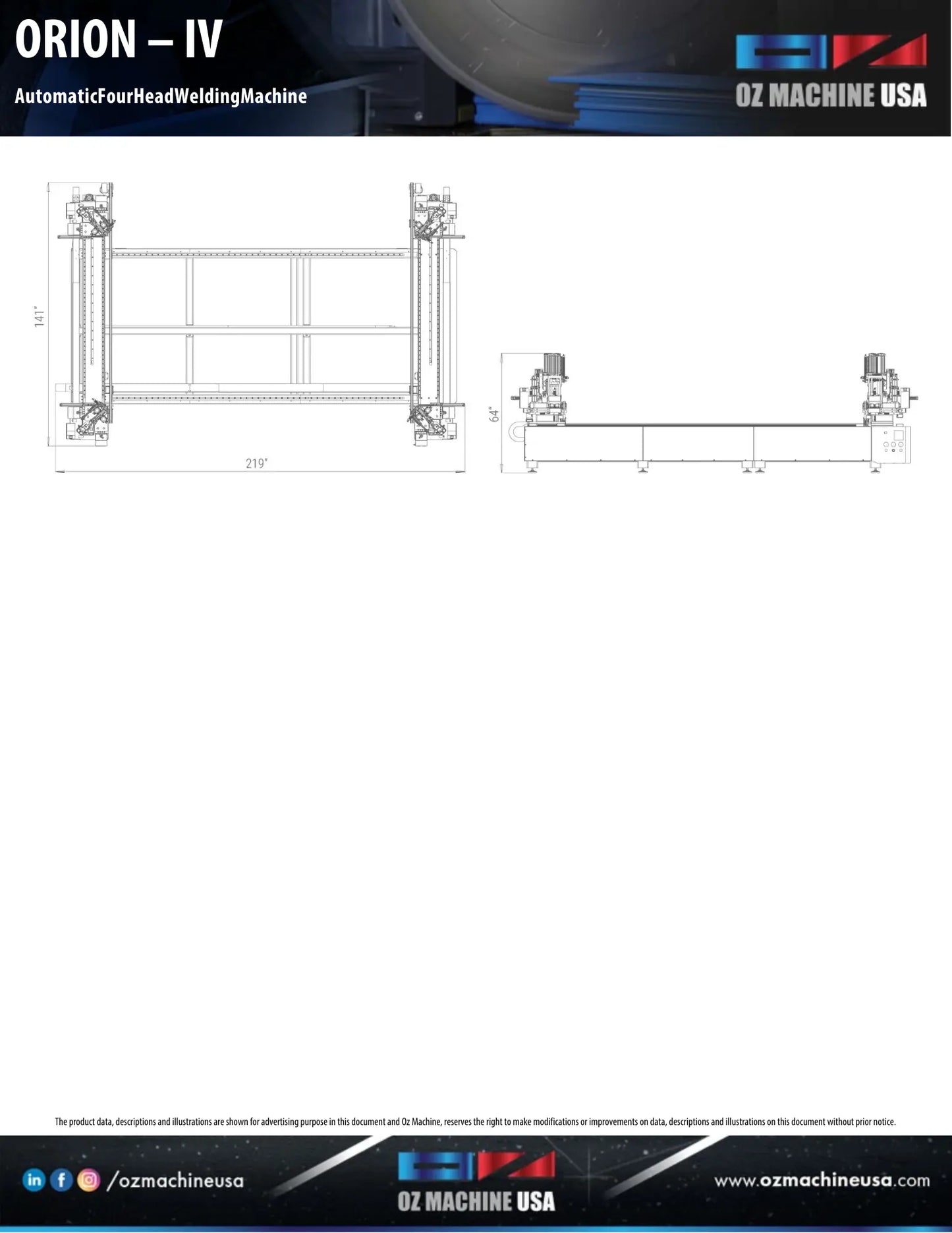 ORION - IV Automatic Four Head Welding Machine OZ Machine USA