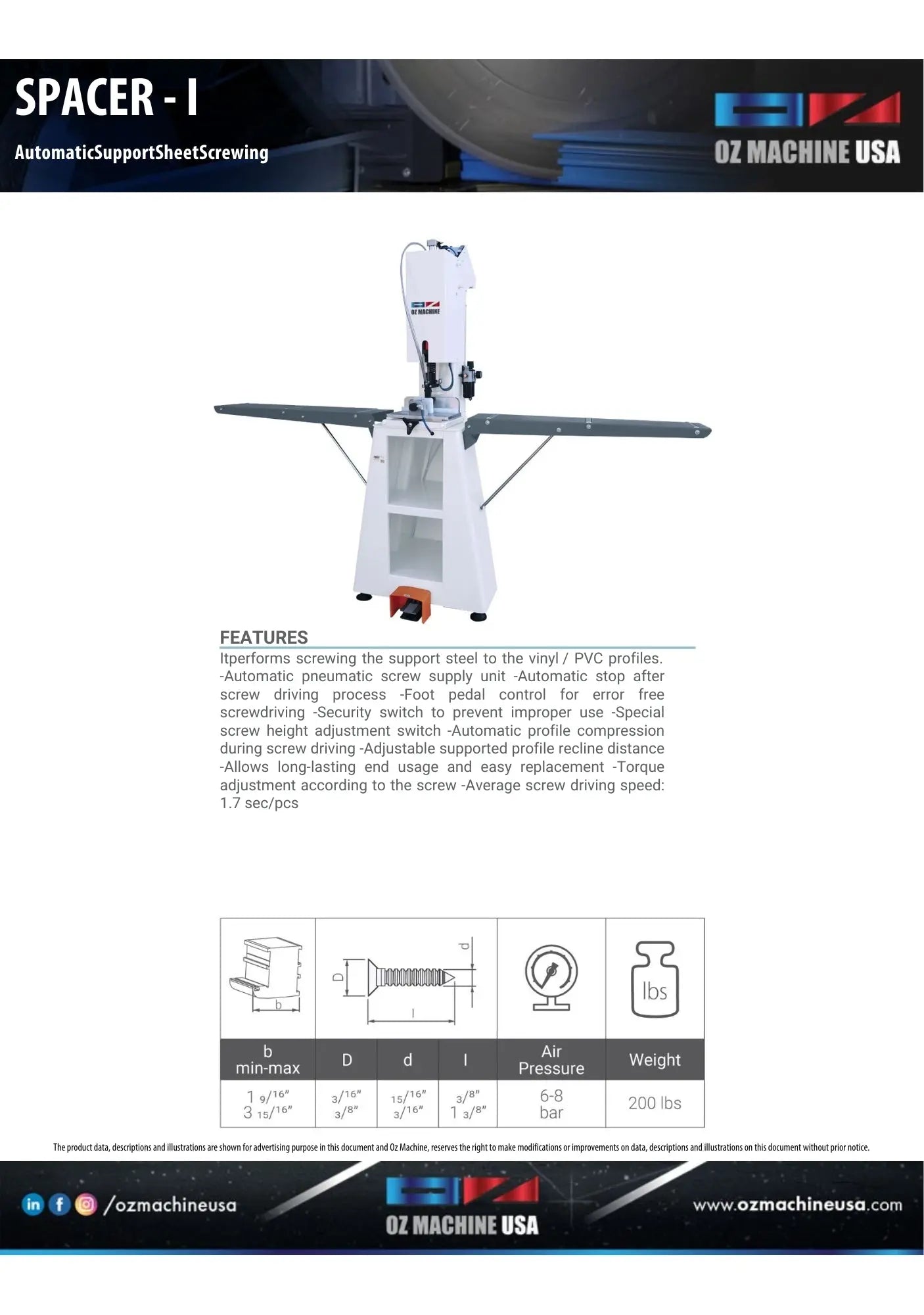 SPACER - I OZ Machine USA