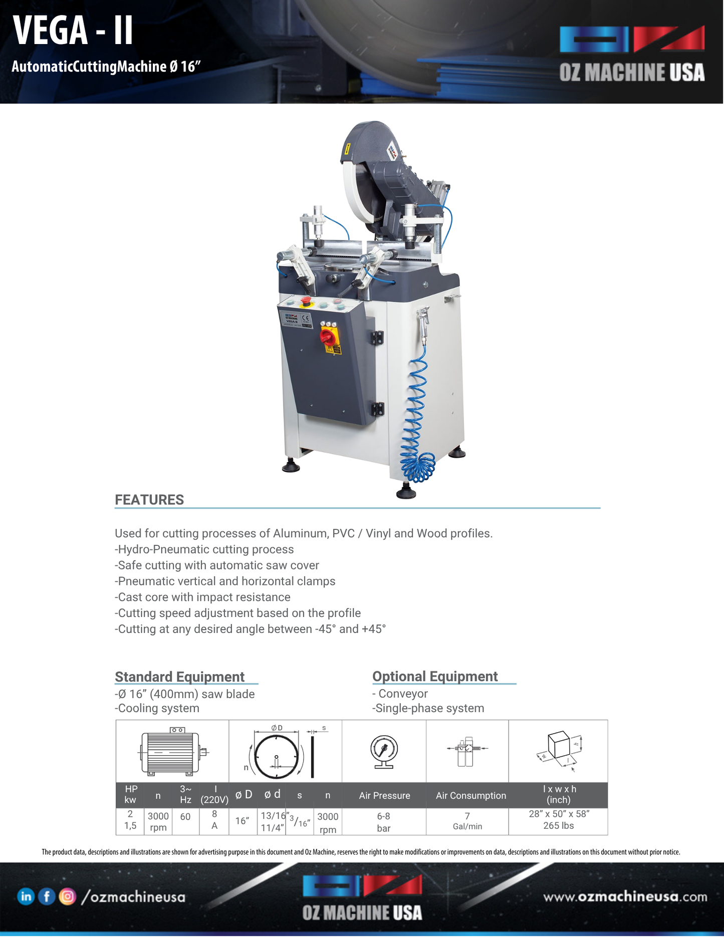 VEGA - II Automatic Cutting Machine 16″ Blade