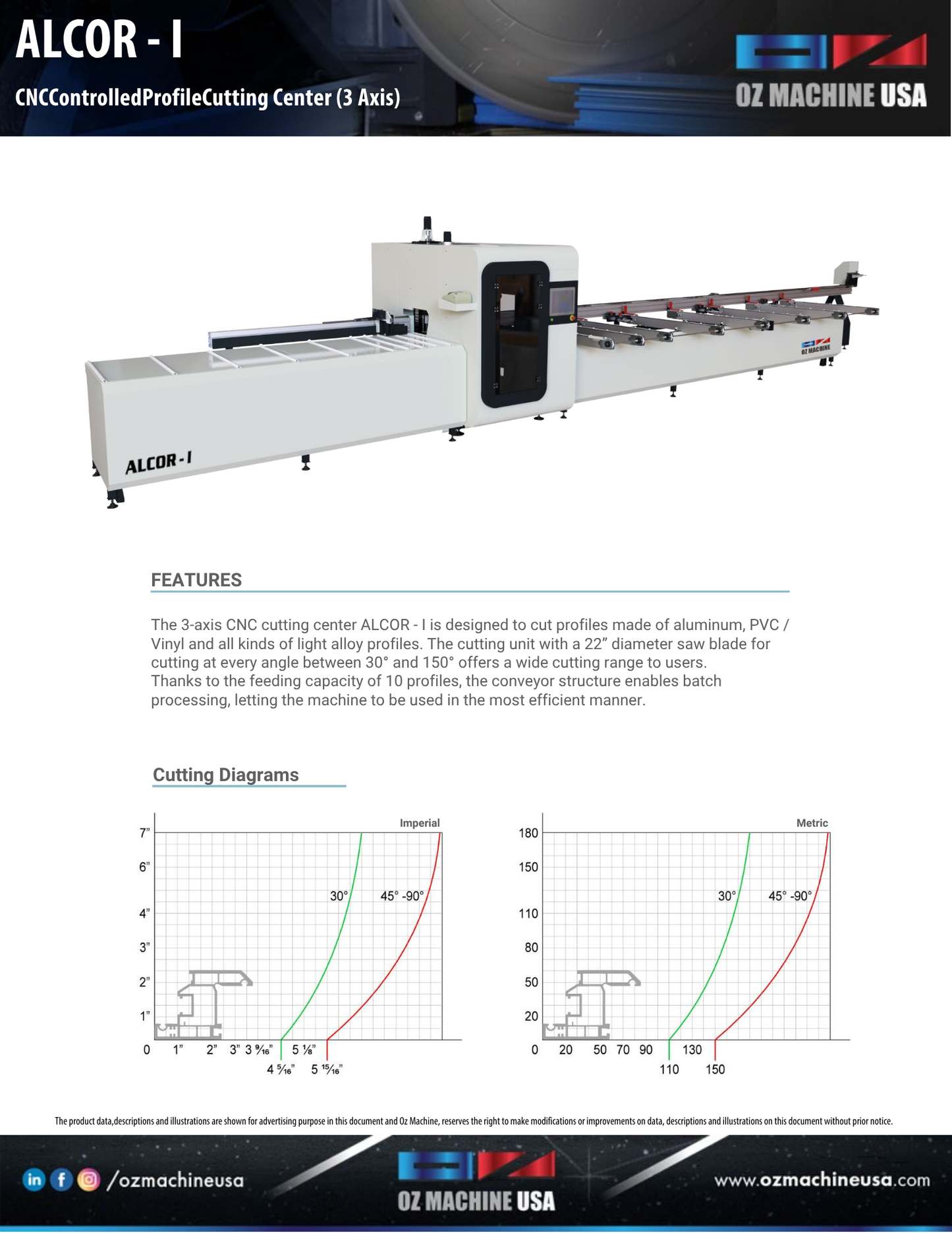 ALCOR - I CNC Controlled Profile Cutting Center (3 Axis)
