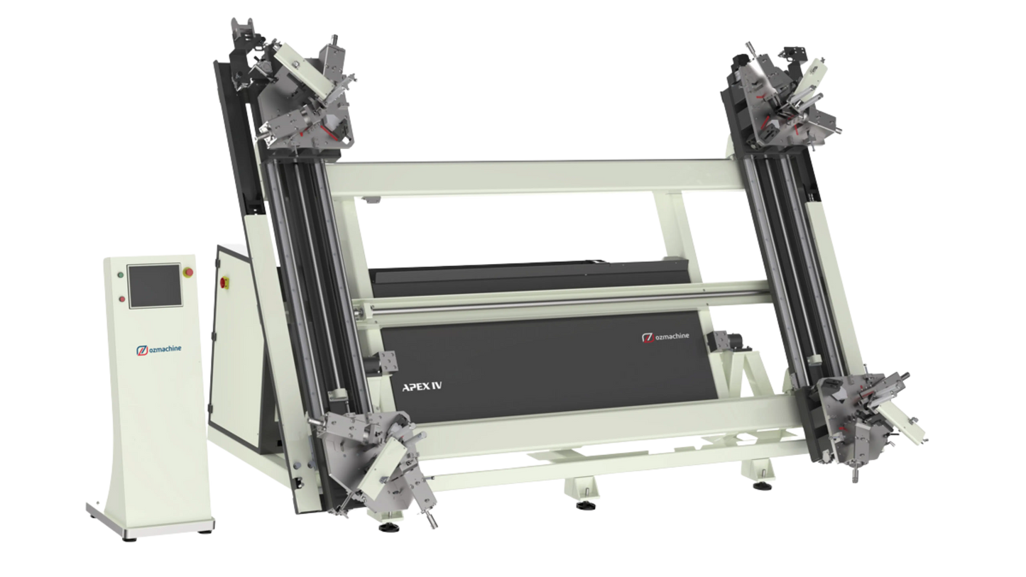 APEX IV Automatic Hydraulic Four Head Aluminum Corner Crimping Machine OZ Machine USA