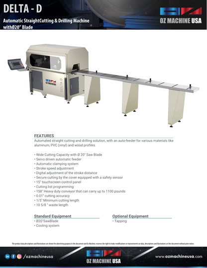DELTA - D Automatic Profile Slicing & Drilling Machine with 20″ Rising Blade