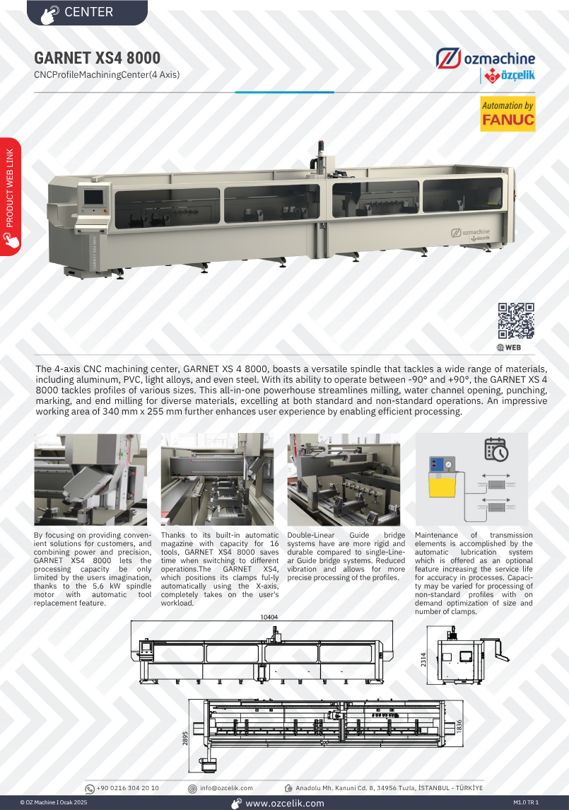 GARNET XS4 8000 CNC Controlled Profile Machining Center (4 Axis)