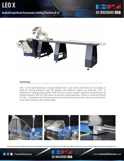 LEO X Radial Cutting Machine 22″ Blade – Automation with 2 Axis Servo Controlled