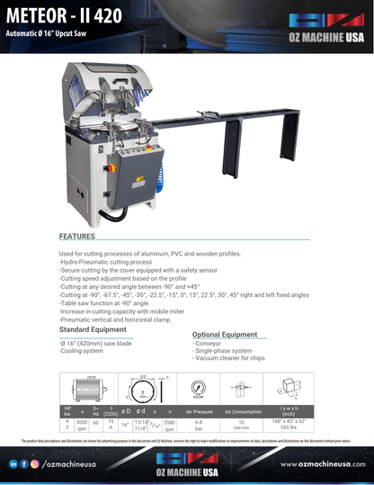 METEOR - II 420 Upcut Saw with – 16″ Blade