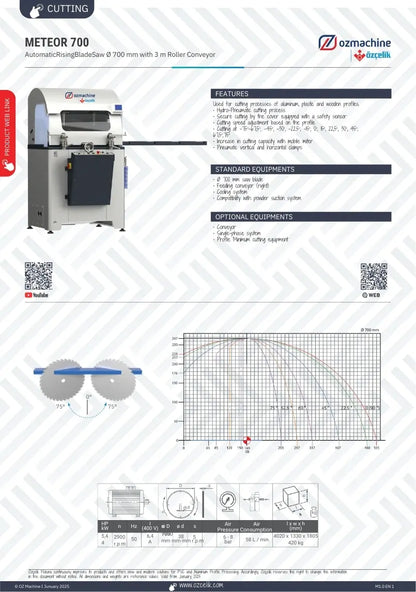METEOR 700 Upcut Saw 27" Blade OZ Machine USA