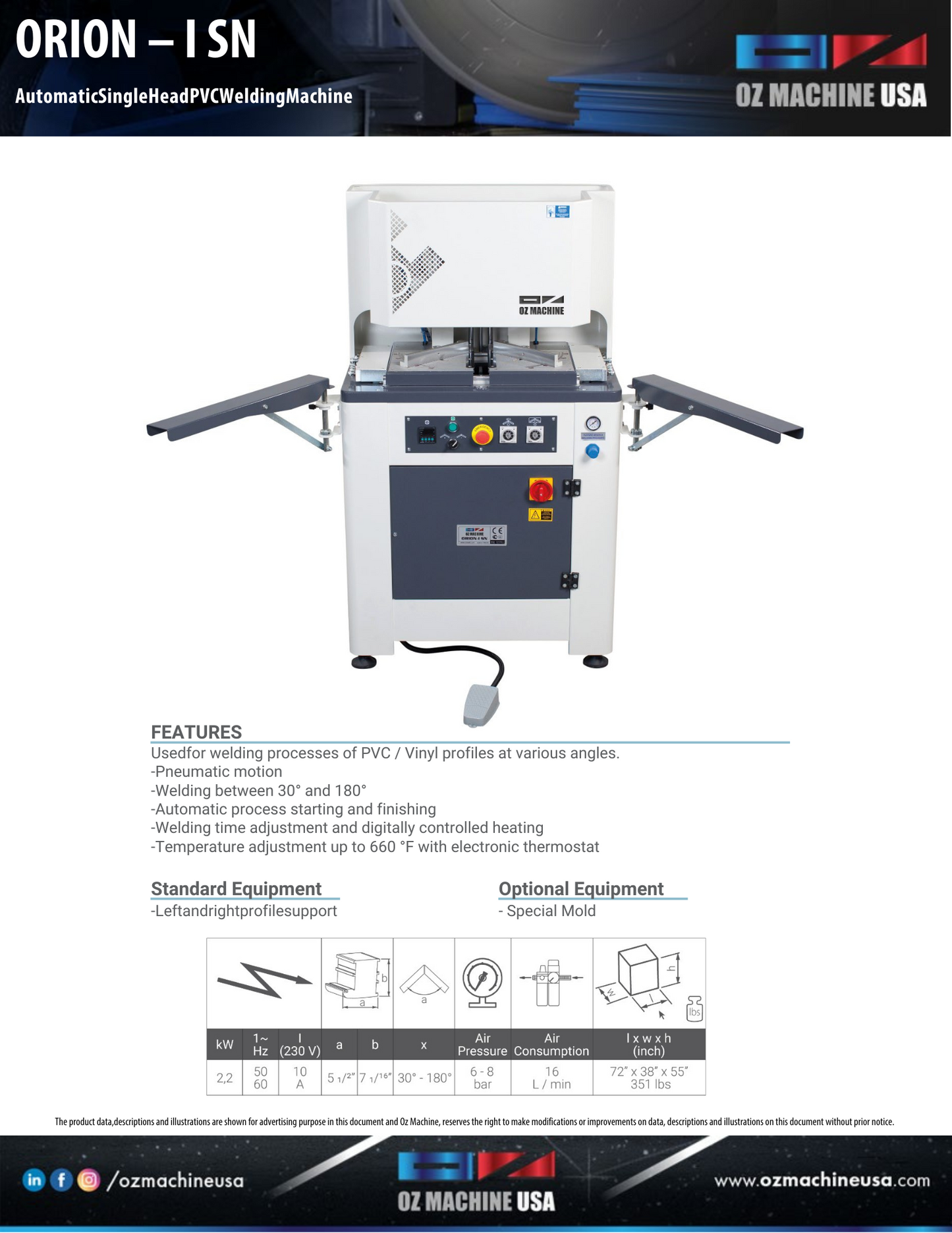 ORION - I SN Máquina de soldadura automática de un solo cabezal para PVC
