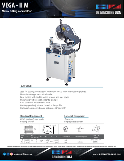VEGA - II M Manual Cutting Machine 16″ Blade